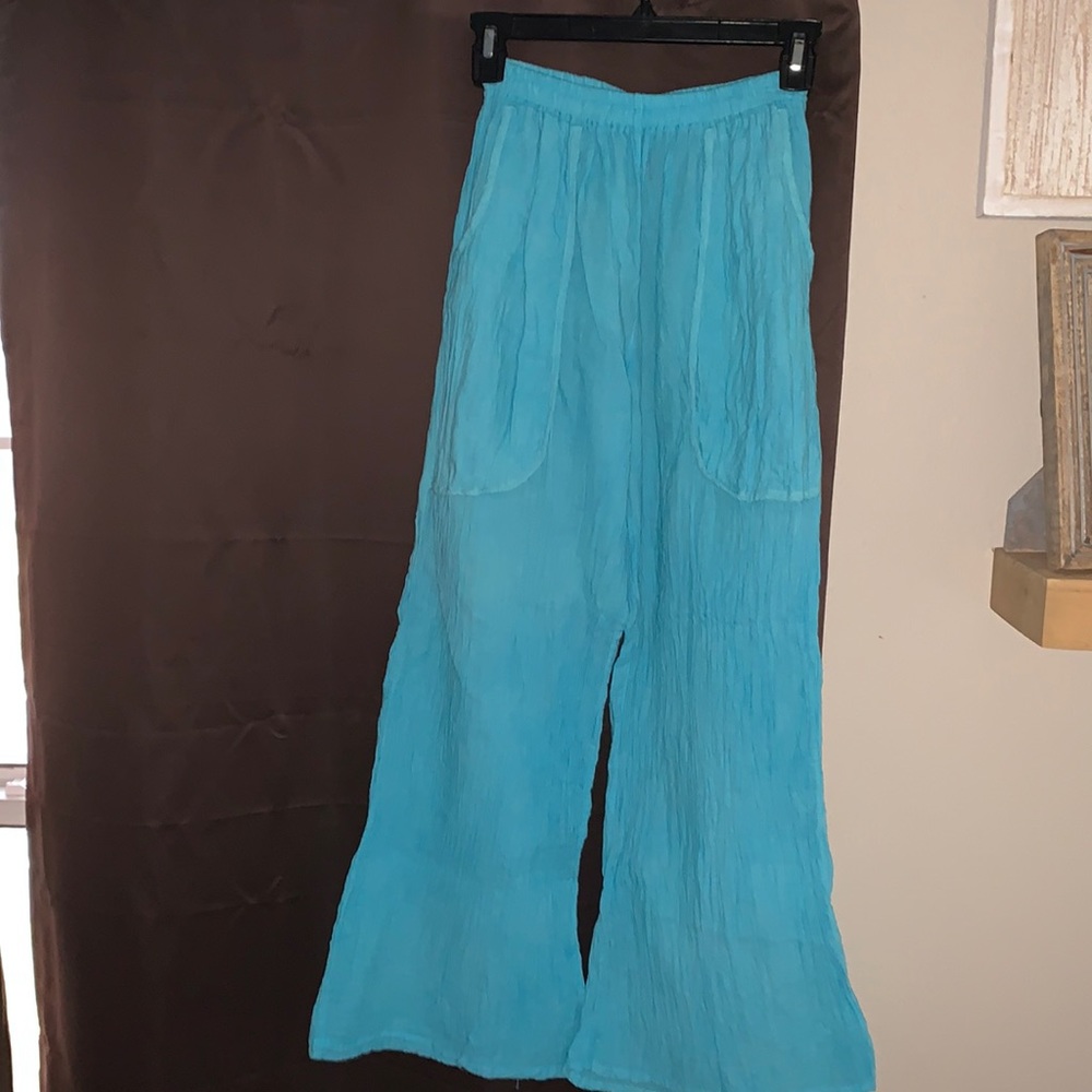 gorgeous turquoise wide leg/flare pants